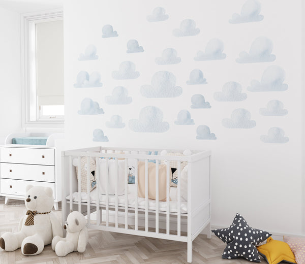 Children&#39;s Room Decor, Cloud Themed Nursery, Baby Room Decals, Dreamy Nursery, Clouds Vinyl Stickers, Removable Cloud Decals, Whimsical Clouds, Sky-themed Nursery, Peel-and-Stick Clouds.