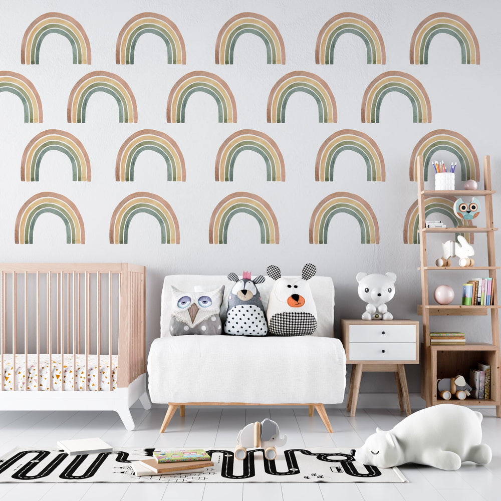 20 little rainbows wall decal set - colorful peel and stick nursery decor by Igibee