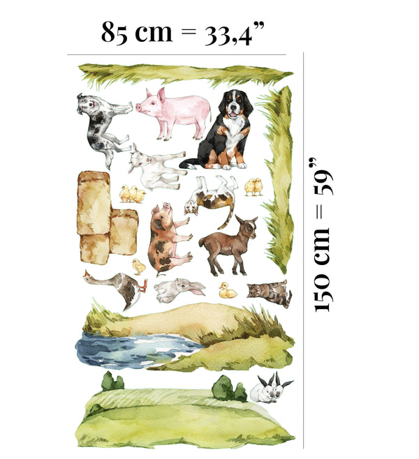 Farm animals walldecal collection - goats, dog, pig & duck