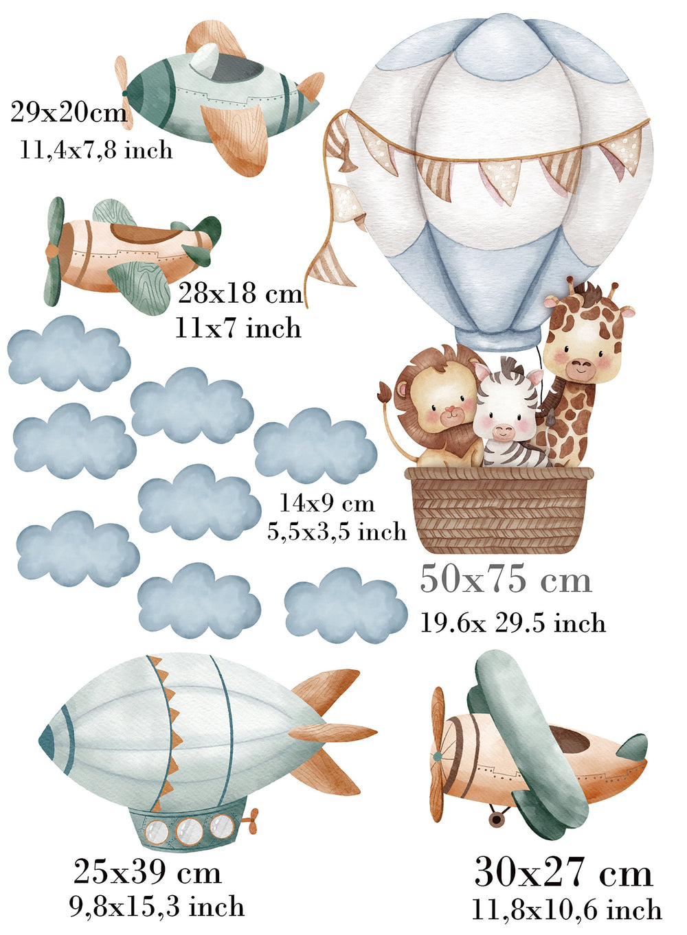 Little ones take to the skies! – a set of wall stickers for kids