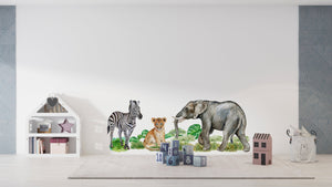 Safari Wall Decals Jungle Animal Stickers for Kids Room