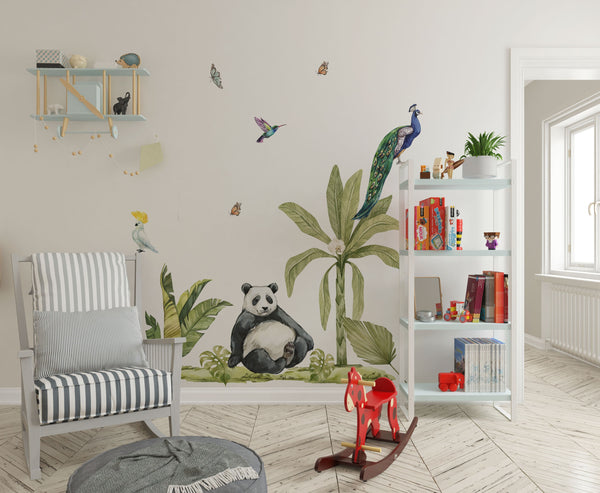 Dschungel Wandaufkleber, Tiger Aufkleber, Panda Wandaufkleber, Affen Aufkleber, Dschungel Kinderzimmer Aufkleber, Dschungel Wandaufkleber, Dschungel Wandaufkleber