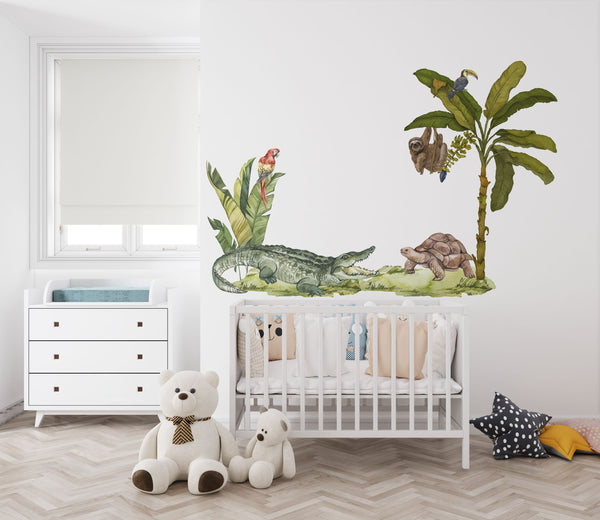 Dschungel-Aufkleber, Schwarzer Panther, Dschungel-Aufkleber, Kinderzimmer-Wandaufkleber, Kinderzimmer-Aufkleber, Dschungel-Kinderzimmer-Aufkleber, Dschungel-Aufkleber