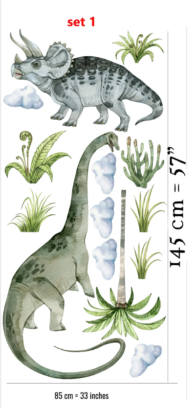 Diplodocus and Triceratops wall stickers