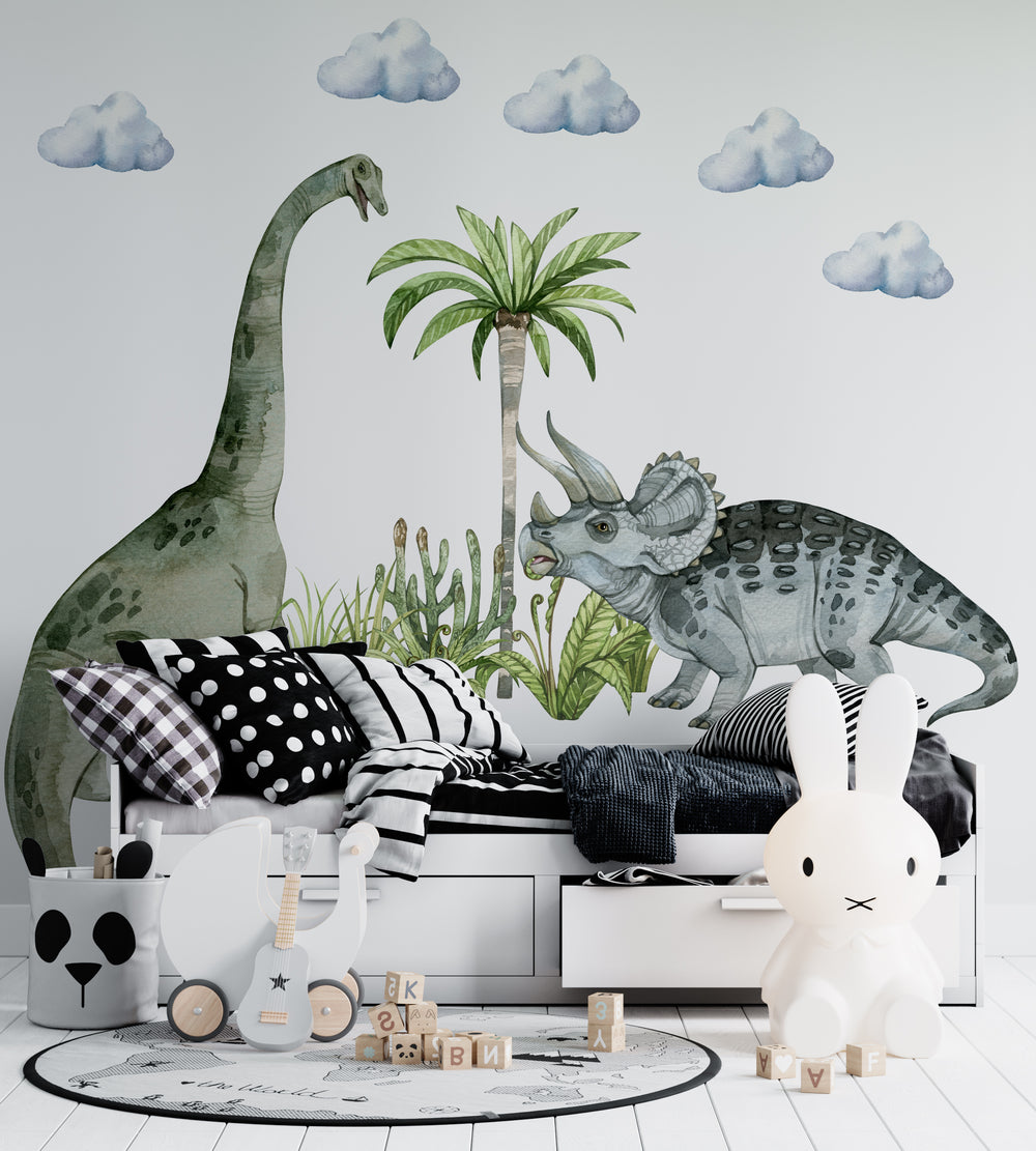 Diplodocus and Triceratops wall stickers