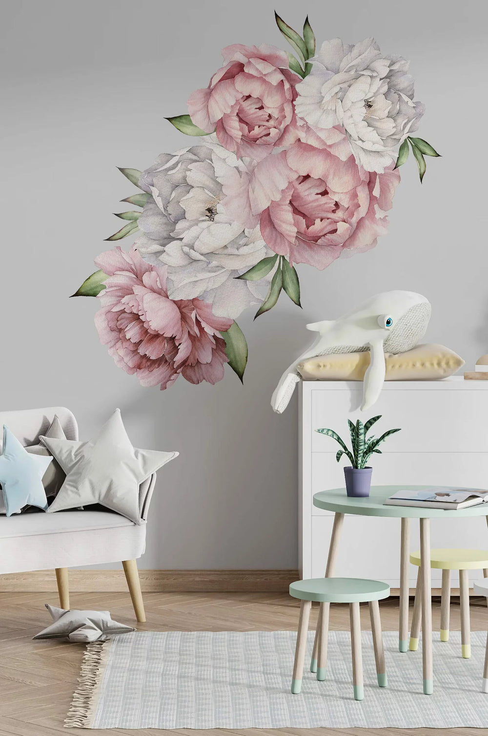 Blooming Peony Flowers Wall Decals - 3 options available !