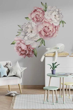 Blooming Peony Flowers Wall Decals - 3 options available !