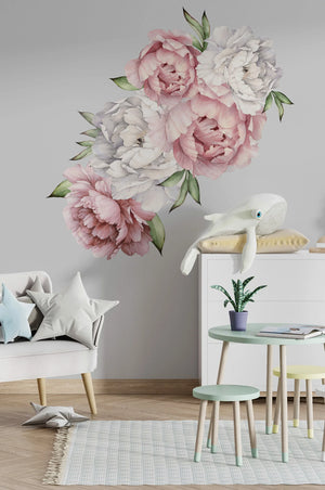 Blooming Peony Flowers Wall Decals - 3 options available !