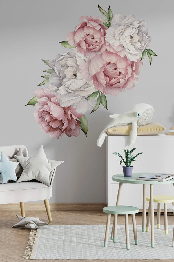 Blooming Peony Flowers Wall Decals - 3 options available !