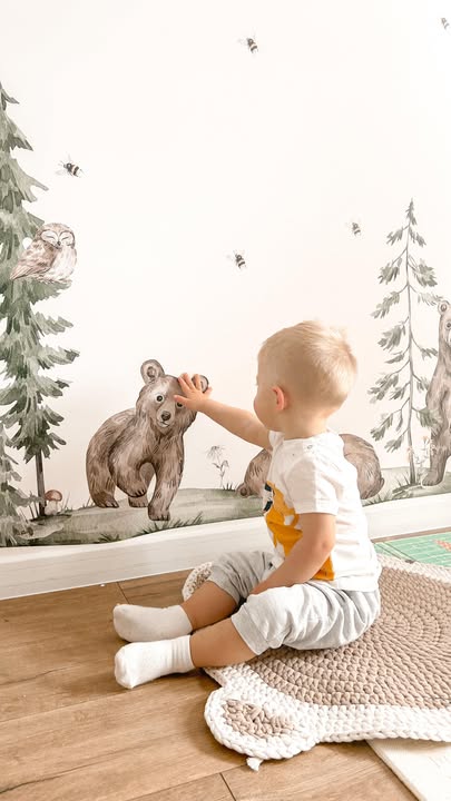 Woodland wall decals in a customer home