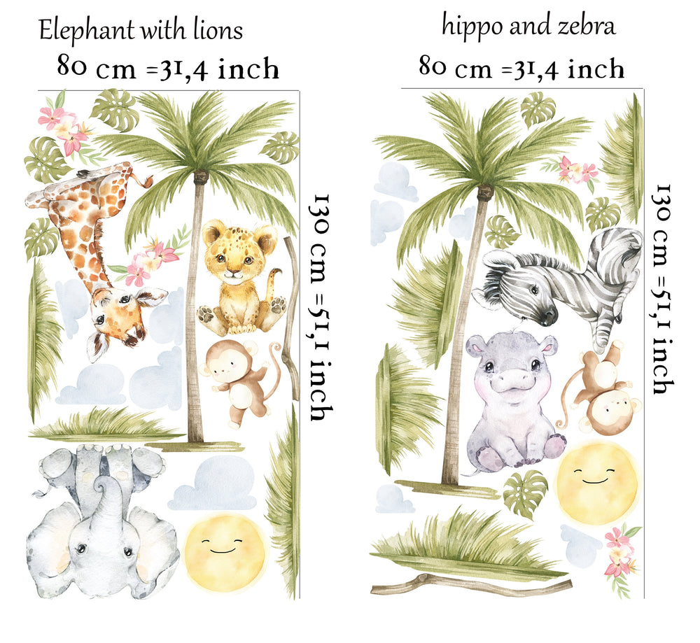 nursery wall decals, safari wall decals, nursery wall stickers