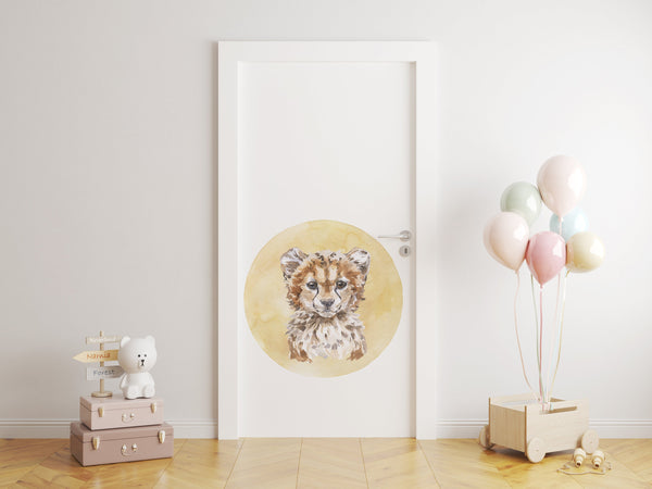 Cheetah portrait - door nursery decal