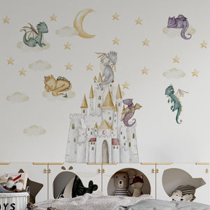 Dragon with castle wall decals