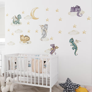 Dragon with castle wall decals