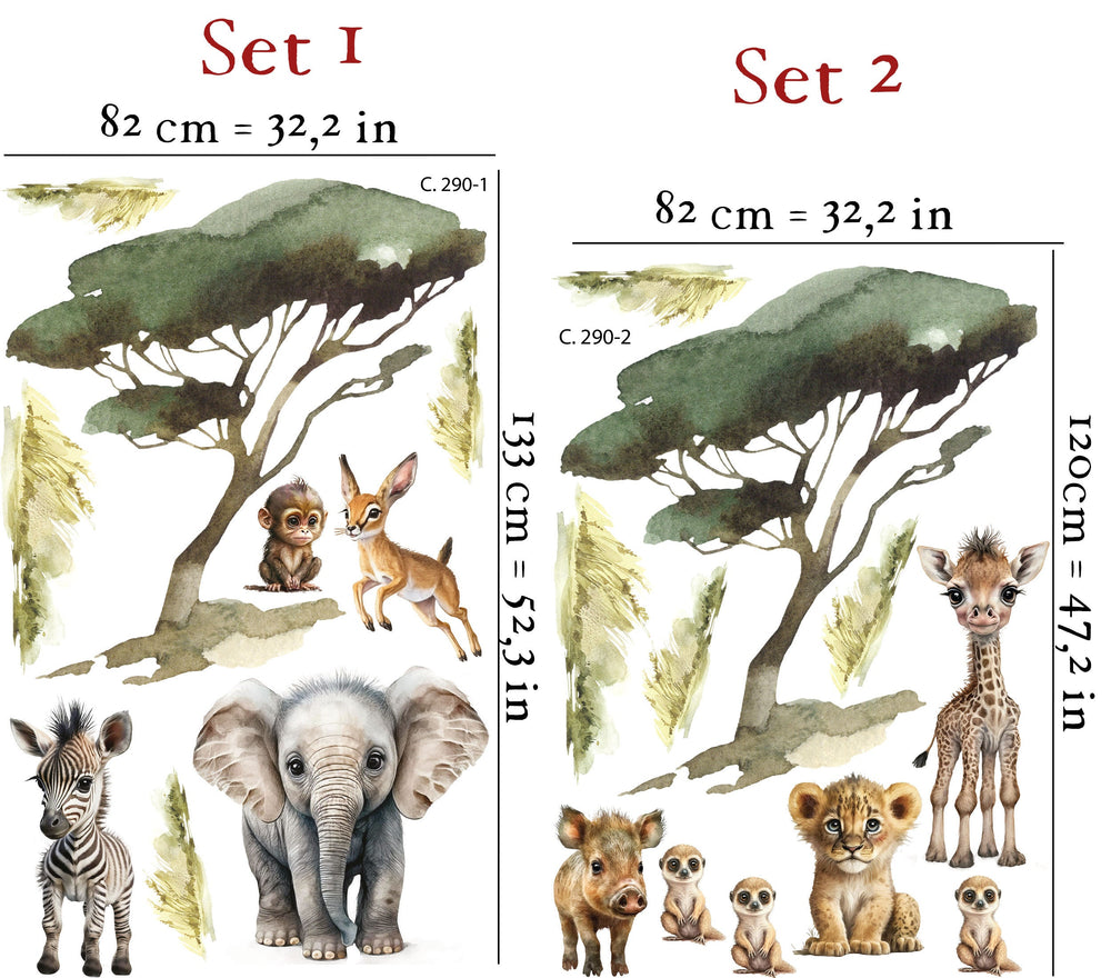 Safari Kinderzimmer Dekor, Safari Wandaufkleber, Kinderzimmer Wandaufkleber, Abziehen und Aufkleben Wandaufkleber Kinderzimmer Dekor