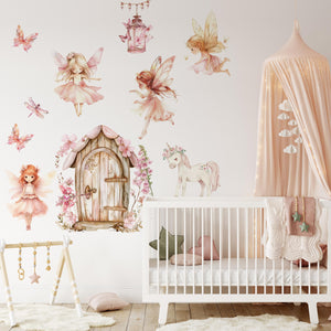 Whimsical Fairy Wall Decals Soft Pastel Nursery Stickers