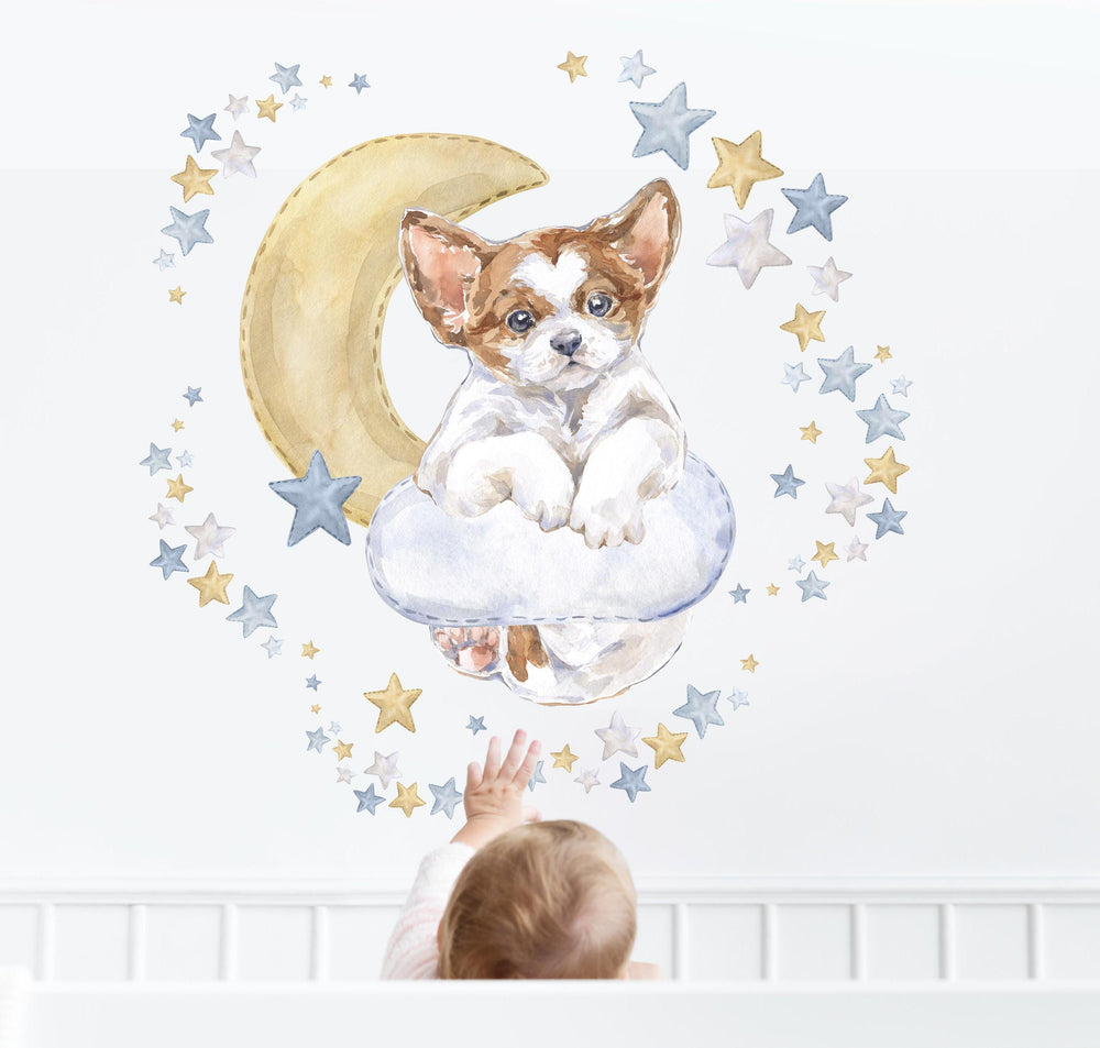 puppy wall decals, nursery wall decals, kids room decals, bedroom wall decal