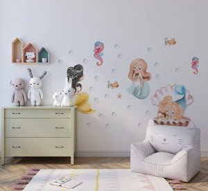Mermaid wall decal for kids bedroom