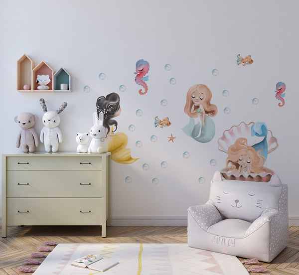 Mermaid wall decal for kids bedroom