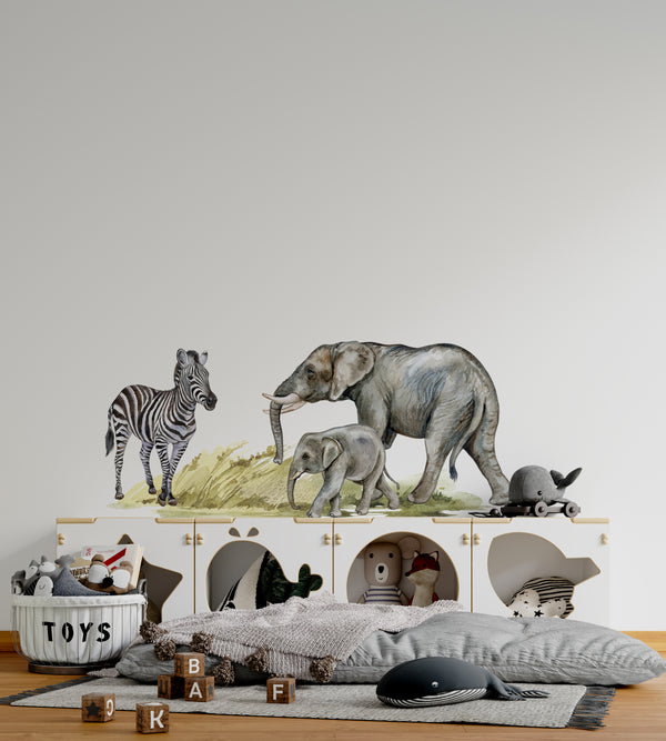 Große Safari-Sammlung afrikanischer Tiere: Löwen, Elefanten, Zebras, Giraffen