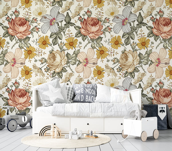 Floral Wallpaper peel and stick