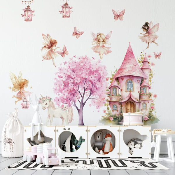 All elements of fairy and unicorn wall decal set by Igibee