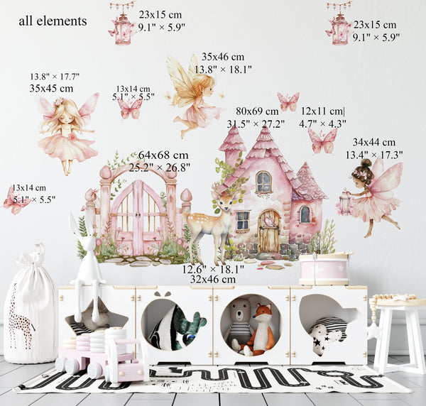 Magical world of fairies wall decals set
