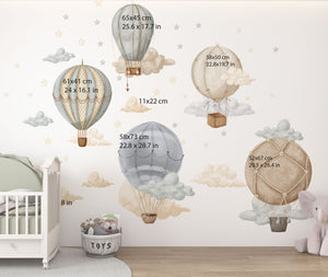 Magic balloons in the clouds - self-adhesive wall decorations