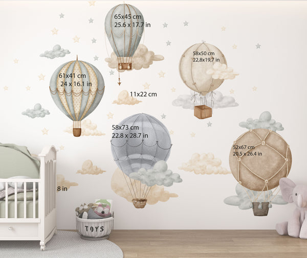 Magic balloons in the clouds - self-adhesive wall decorations
