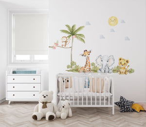 Baby room with sweet african animals set