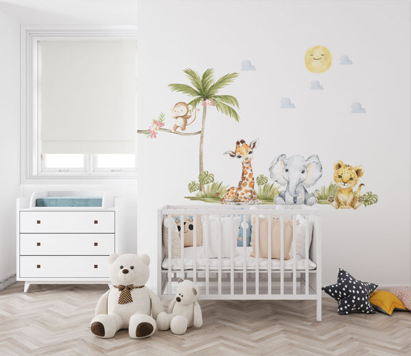 Baby room with sweet african animals set