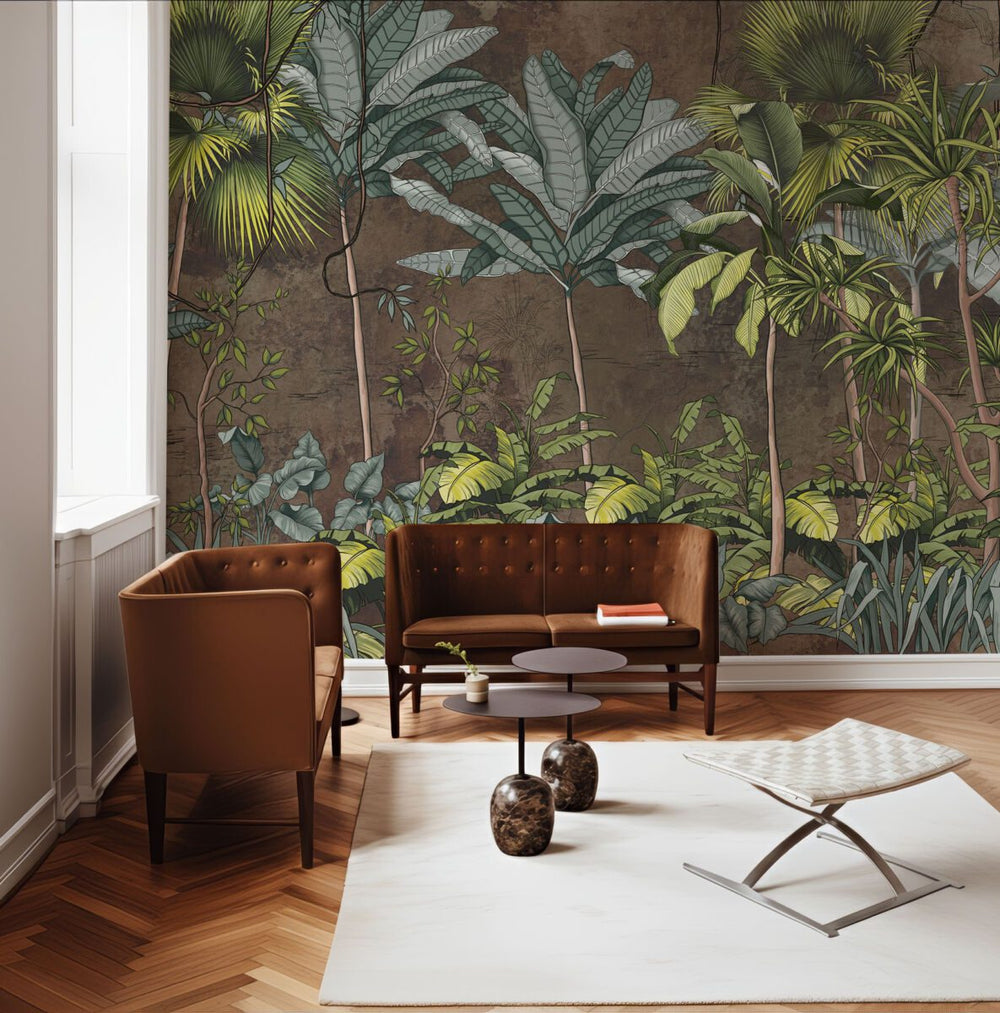 Exotic jungle tropical foliage wallpaper by Igibee