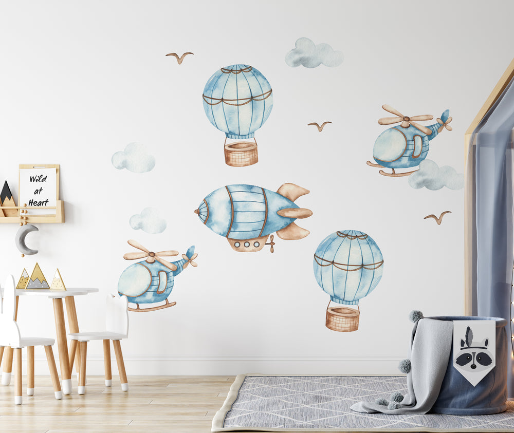 Helicopters and airships wall decal for boys room