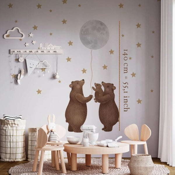 Bear giving moon on a string wall decal by Igibee
