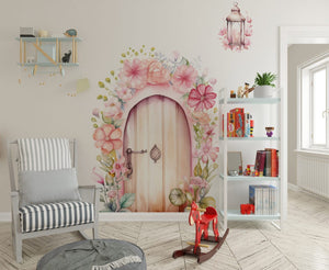Secret garden fairy door decal, peel and stick wall sticker