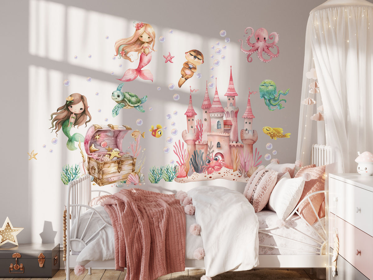 Fairy tale wall decals in a girls' room — fairy and magical cottage stickers by igibee
