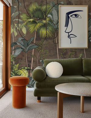 Exotic jungle foliage wallpaper detail by Igibee