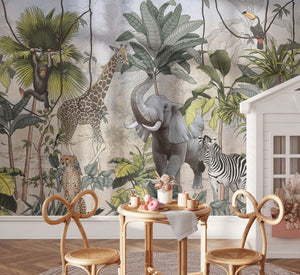 Safari jungle wallpaper for nursery room by Igibee