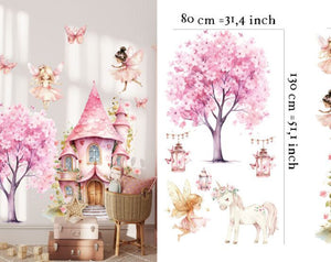 Fairy castle wall decals in kids room by Igibee