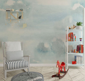 Sky clouds wallpaper mural for kids room by Igibee