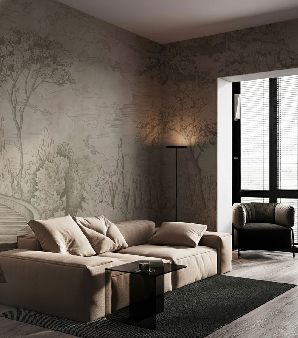 Beige and grey landscape wallpaper by Igibee