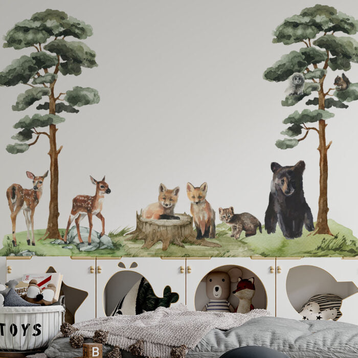 Ensemble de stickers muraux animaux de la forêt pour enfants