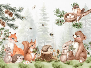 Woodland animals wallpaper detail in boys room by Igibee