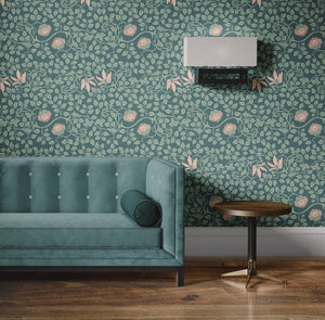 Botanical plant motif wallpaper detail by Igibee