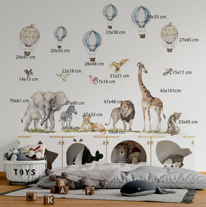 Animale safari africane cu baloane – stickere de perete, pachet mare