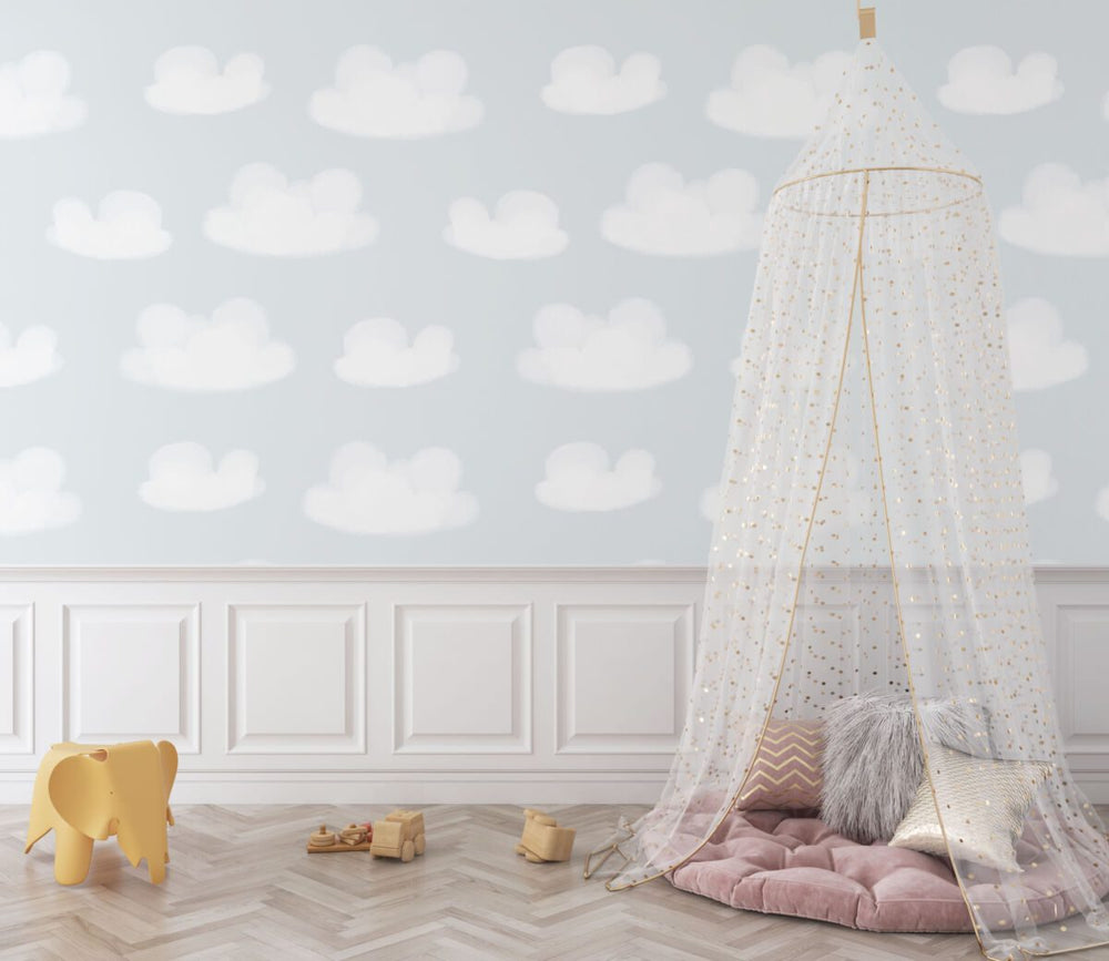 Clouds wallpaper for nursery by Igibee