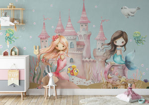Mermaid land underwater fairy tale wallpaper for girls room by Igibee