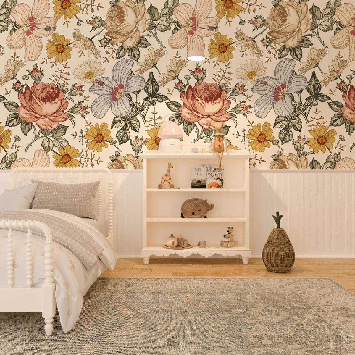 Floral Motif Self-Adhesive Wallpaper
