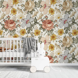 Floral motif wallpaper detail by Igibee