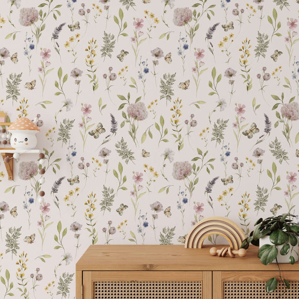 Delicate watercolor flowers wallpaper detail by Igibee